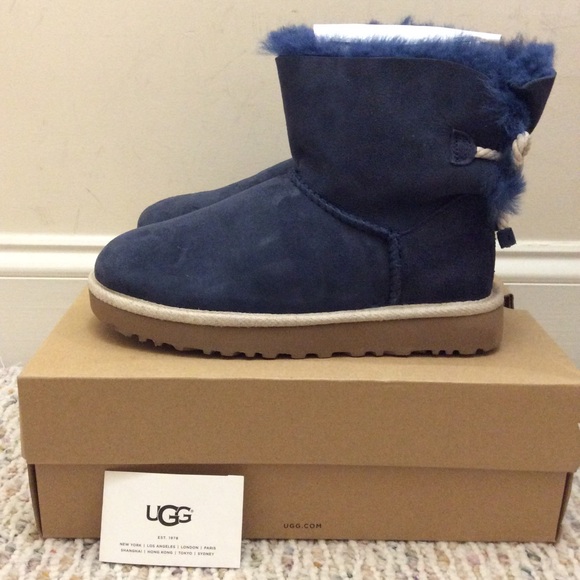 UGG | Shoes | Authentic Ugg Navy Blue Rope Bow Boots Size 7 | Poshmark